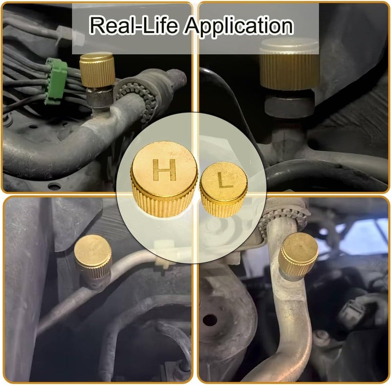 Lybula Brass Car AC Valve Caps for R134a System | Heavy-Duty High & Low-Side Service Port Caps | Leak-Proof Covers for Honda, Toyota, Subaru, & More - Image 5